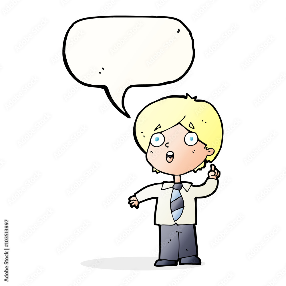 cartoon schoolboy answering question with speech bubble cartoon schoolboy answering question with speech bubble