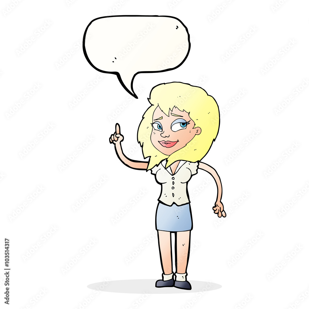 cartoon pretty woman with idea with speech bubble cartoon pretty woman with idea with speech bubble