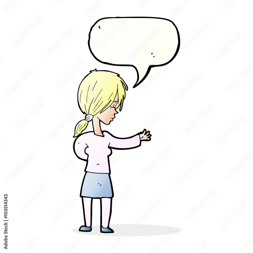 cartoon woman gesturing with speech bubble cartoon woman gesturing with speech bubble