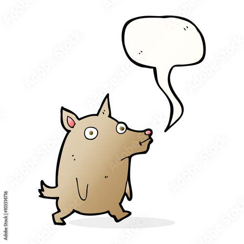 cartoon funny little dog with speech bubble