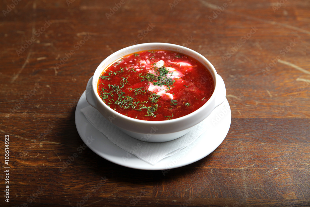 Bowl of red beetroot soup Bowl of red beetroot soup