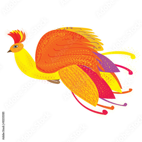 The Phoenix bird as a symbol of rebirth, vector illustration, the firebird