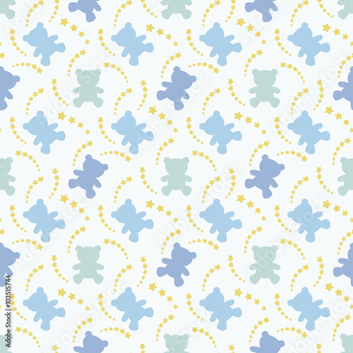 Seamless pattern for baby, toy bear