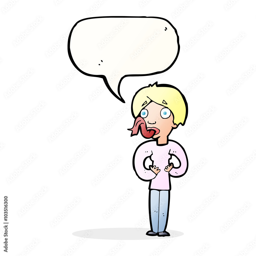 cartoon woman sticking out tongue with speech bubble cartoon woman sticking out tongue with speech bubble