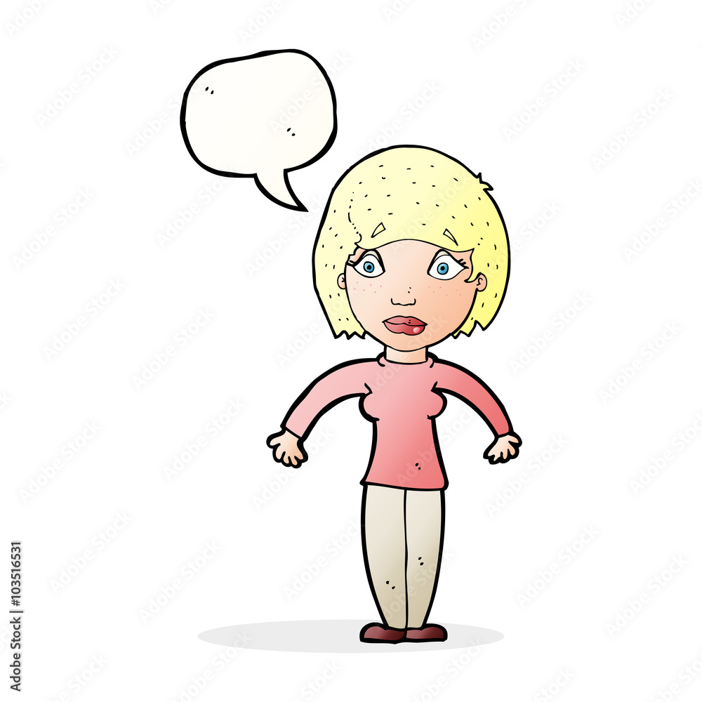 cartoon surprised woman with speech bubble cartoon surprised woman with speech bubble
