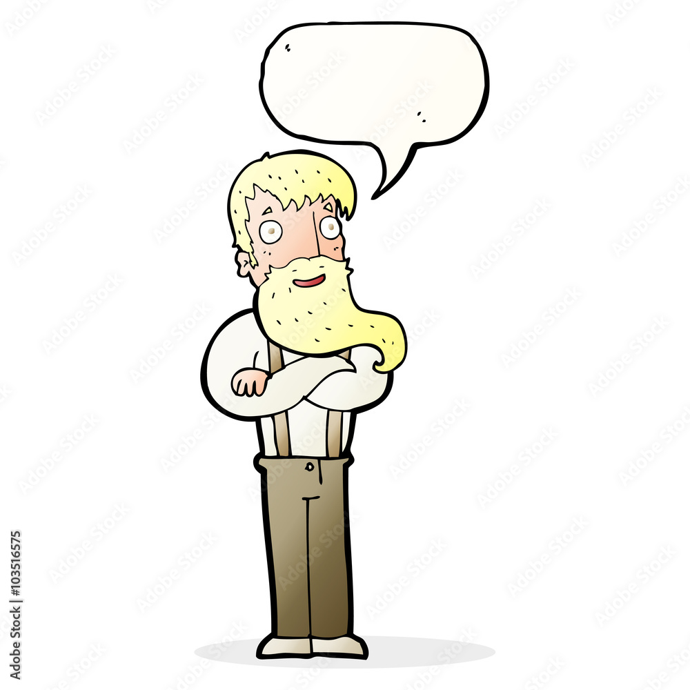 cartoon bearded hipster man with speech bubble cartoon bearded hipster man with speech bubble