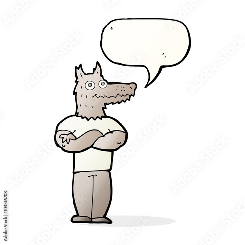cartoon werewolf with speech bubble
