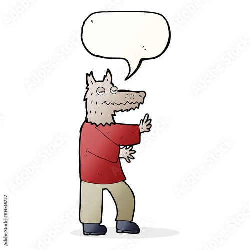 cartoon werewolf with speech bubble