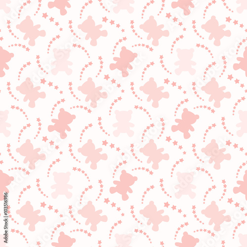 Seamless pattern for baby, toy bear