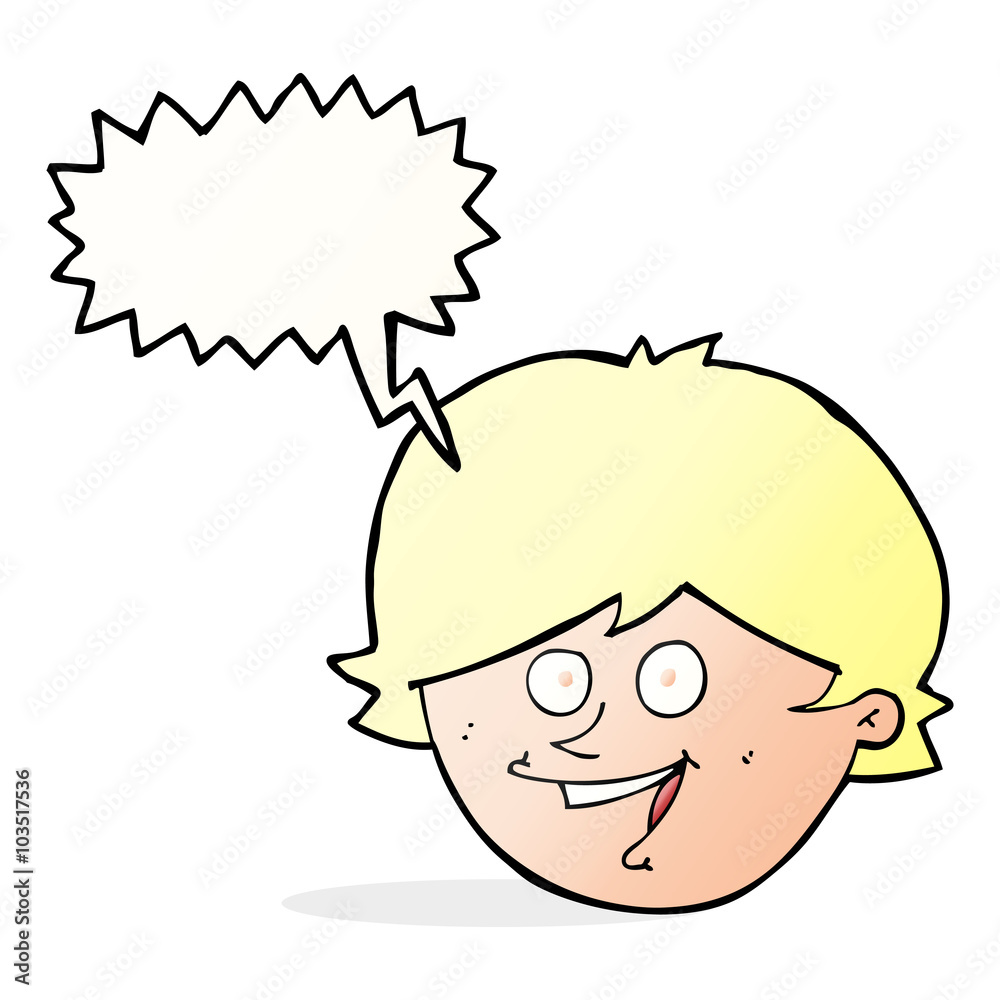 cartoon happy boy face with speech bubble cartoon happy boy face with speech bubble