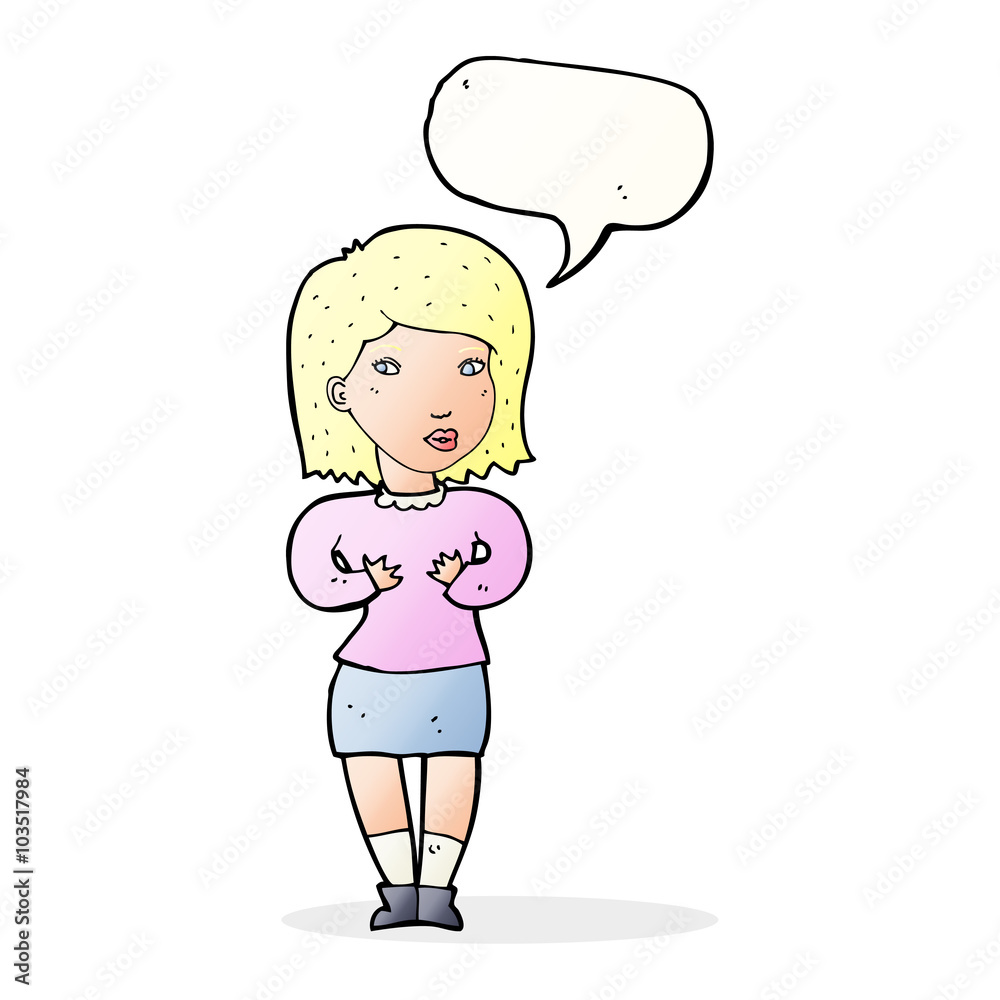 cartoon woman making excuses with speech bubble cartoon woman making excuses with speech bubble