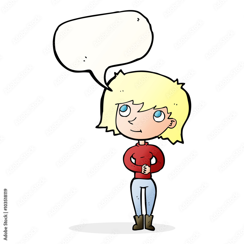 cartoon friendly woman with speech bubble cartoon friendly woman with speech bubble