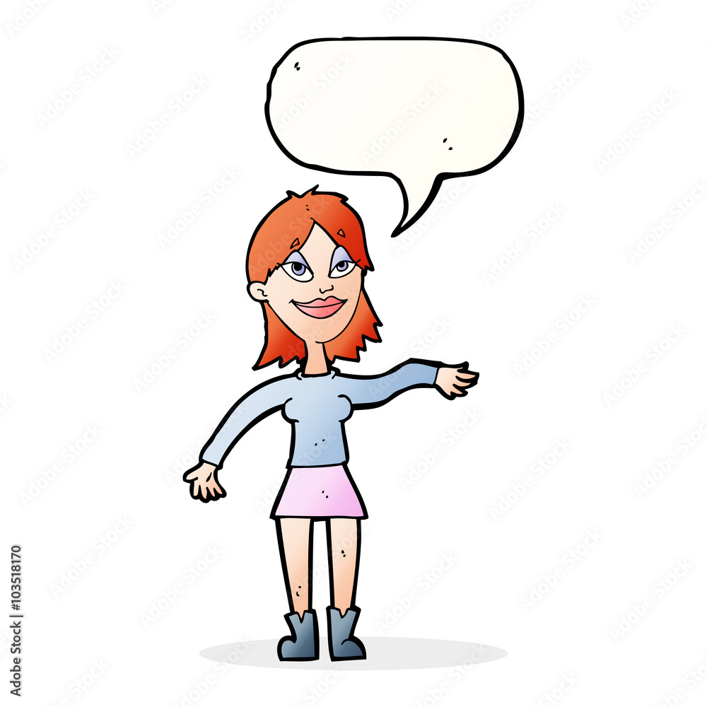 cartoon woman making hand gesture with speech bubble cartoon woman making hand gesture with speech bubble
