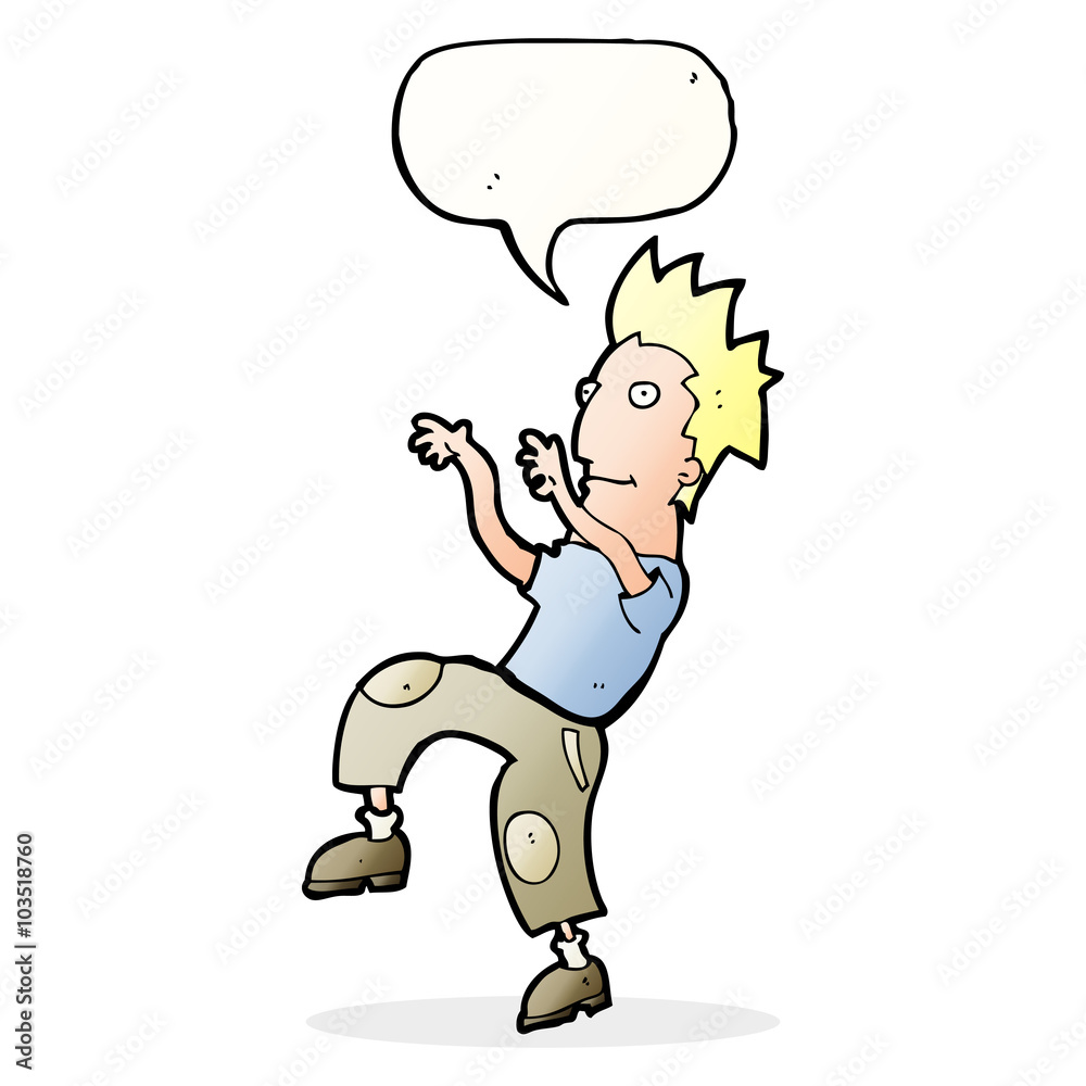 cartoon happy man doing funny dance with speech bubble cartoon happy man doing funny dance with speech bubble