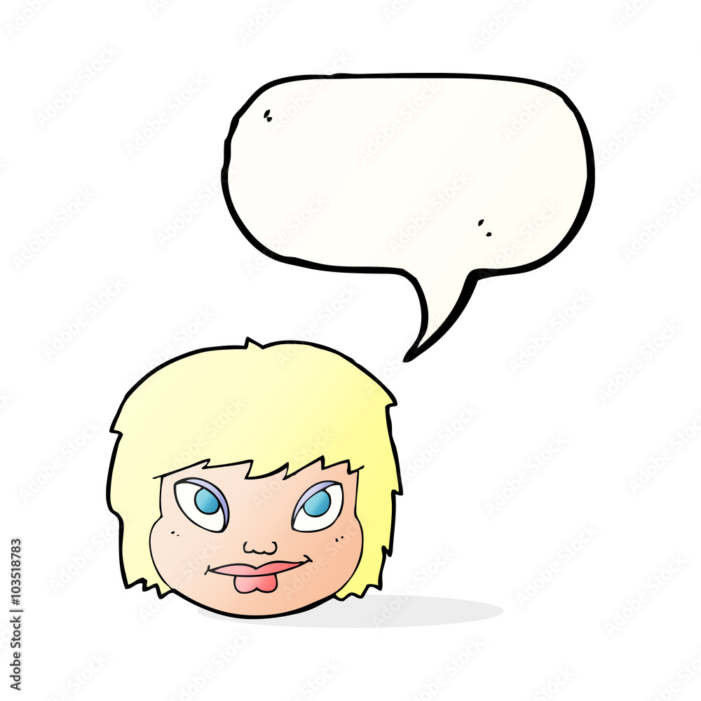 Fototapeta premium cartoon female face with speech bubble