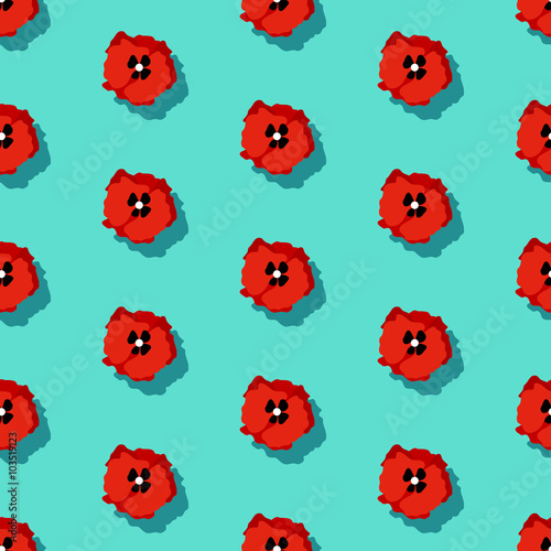 Fototapeta Naklejka Na Ścianę i Meble -  Vector seamless pattern with poppies