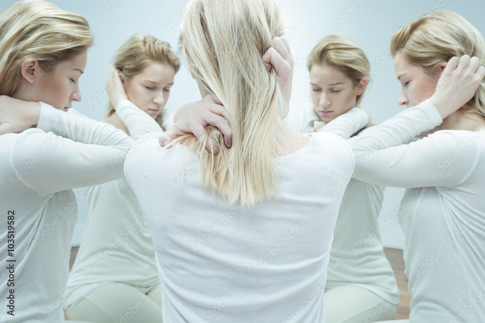 Troubled female with hallucinations Troubled female with hallucinations