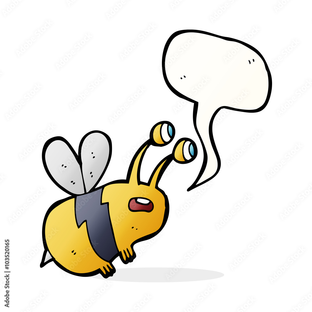 cartoon frightened bee with speech bubble cartoon frightened bee with speech bubble