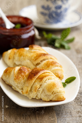 Croissants with berry jam