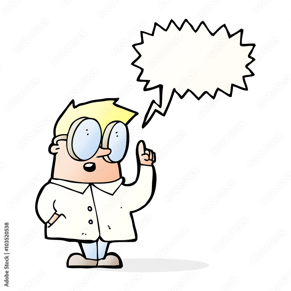 cartoon scientist with speech bubble cartoon scientist with speech bubble