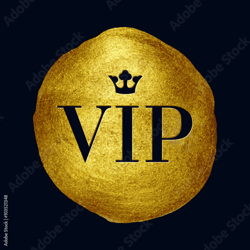 VIP premium letters on golden paint brush stroke illustration.