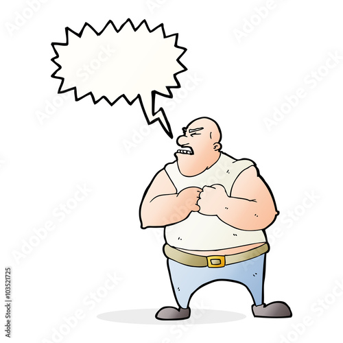 cartoon violent man with speech bubble