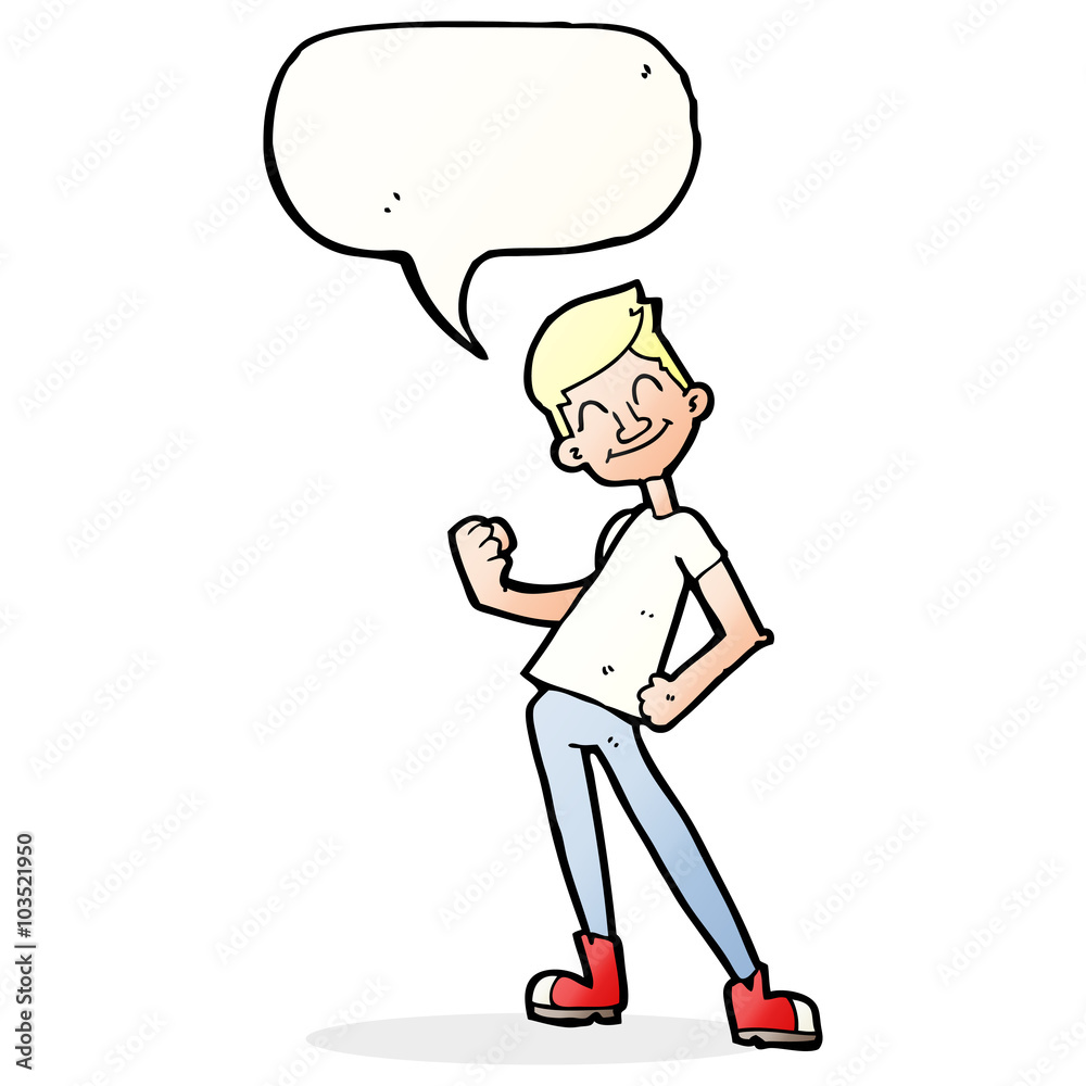 Obraz premium cartoon celebrating man with speech bubble