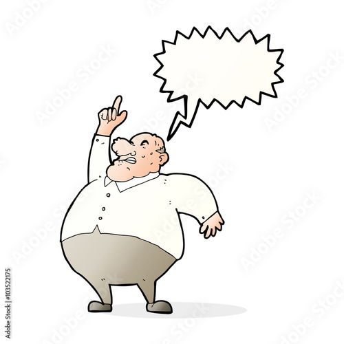 cartoon big fat boss with speech bubble