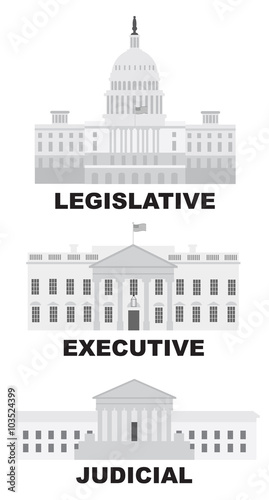 Three Branches of US Government Illustration