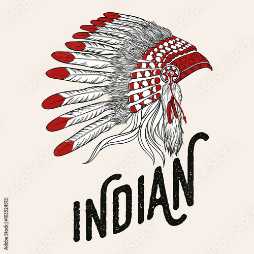 Native american indian chief headdress. Vector illustration. Vin