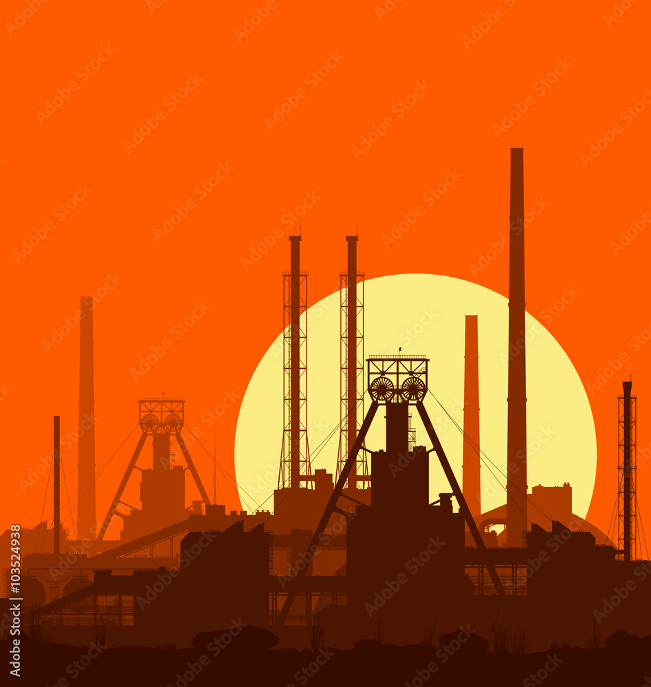 Mineral fertilizers plant at sunset Mineral fertilizers plant at sunset