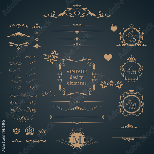 Vintage set of decorative elements