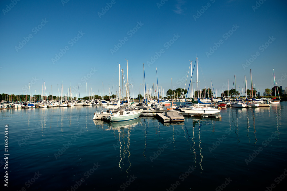 Yacht harbor and blue sky