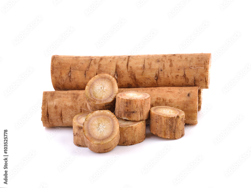 Fresh Burdock roots on white background Fresh Burdock roots on white background