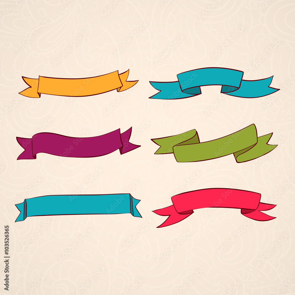 vector set of ribbons vintage style design