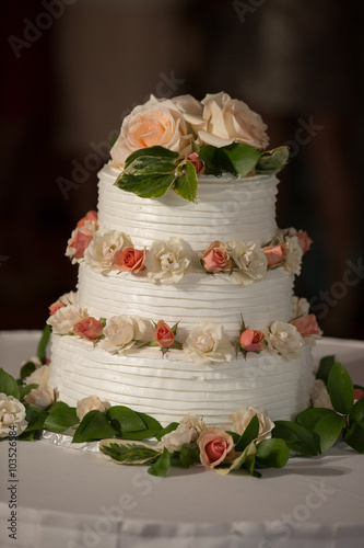 Wedding cake tiered elegant art design dessert frosting photo