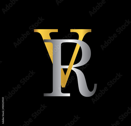 VR initial letter with gold and silver