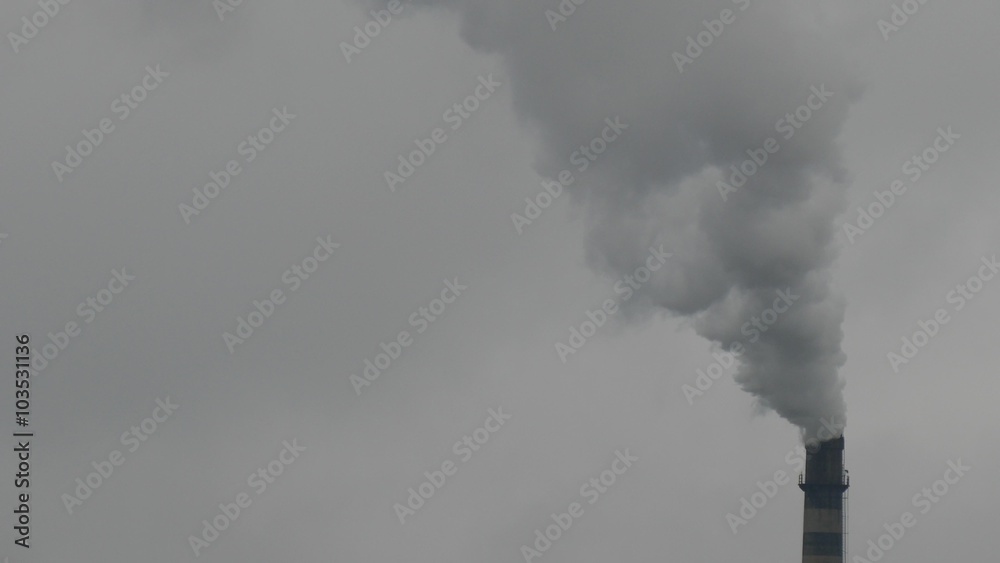 Chimney thermal power plant running on coal pollutes the air. Chimney thermal power plant running on coal pollutes the air.
