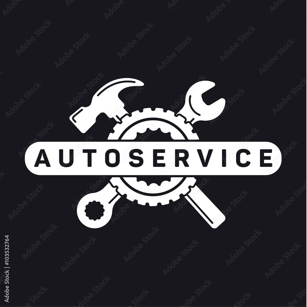 Service auto repair, wrench hammer, wheel logo sign flat. Stock Vector |  Adobe Stock