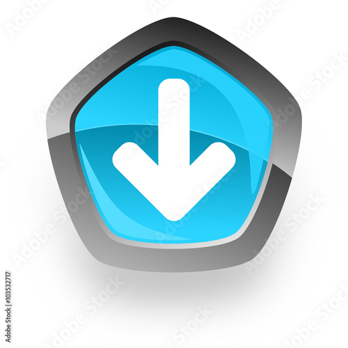 download arrow blue metallic chrome web pentagon glossy icon