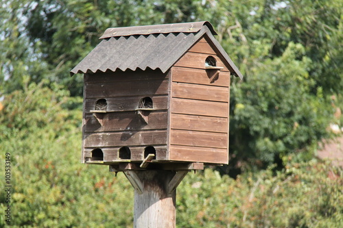 A Wooden Rustic Birds House Nesting Box.