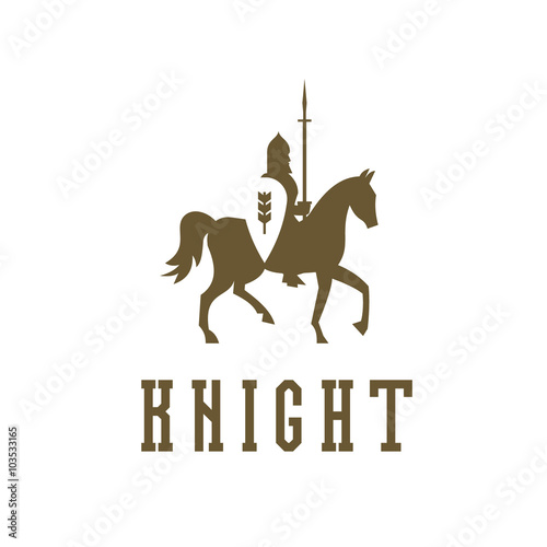 Knight on horseback with a chain mail armor, helmet, shield, spear vector ilustratsiya.