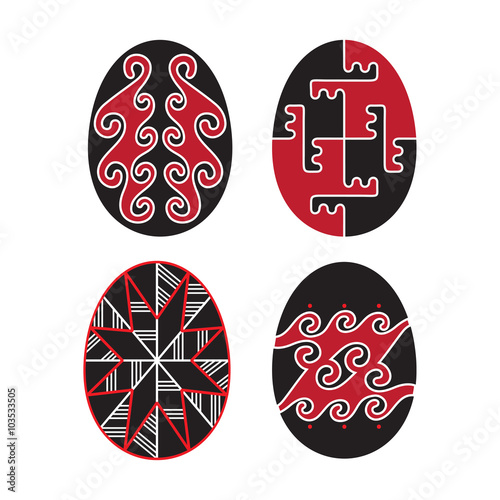 Red and black Easter eggs
