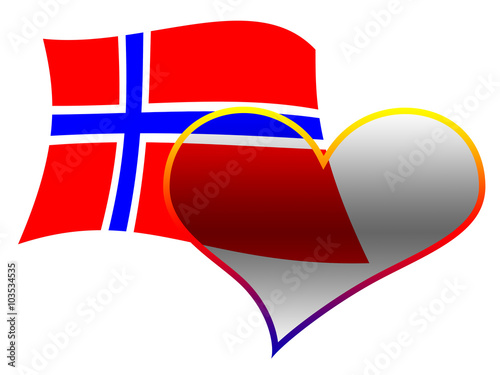 Norge flagg med hjertet - Norway flag with heart photo