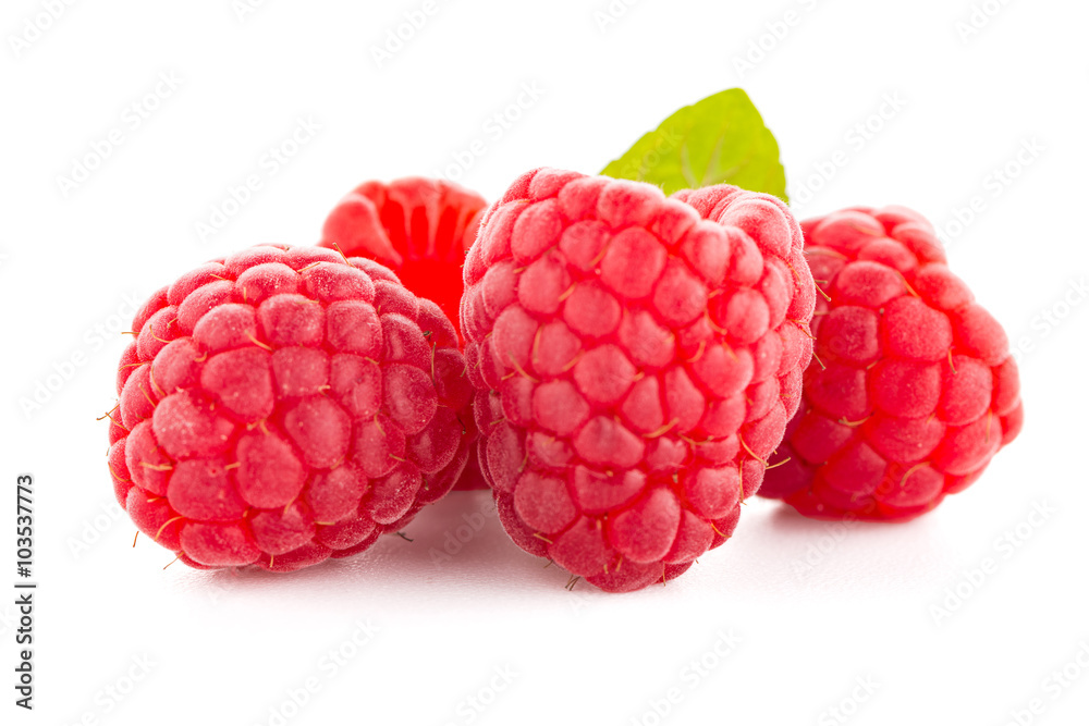 Raspberries with leaves Raspberries with leaves