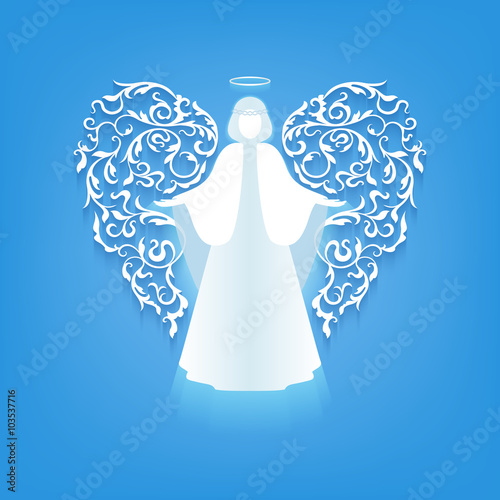 angel silhouette with ornaments wings