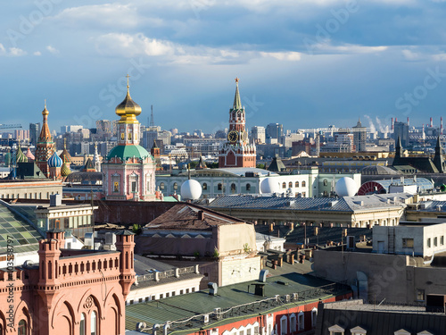 top view of the rooftops in the center of Moscow, Russia