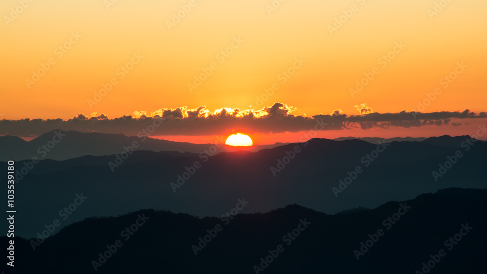 Fototapeta premium Dramatic sunset and sunrise sky.