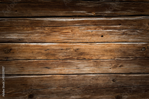 Holz Hintergrund rustikal, Bretterwand aus warmen Holz, Vignettierung