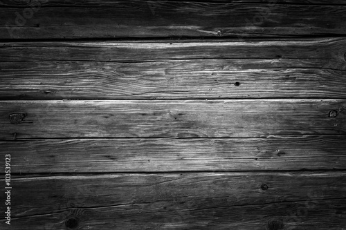 Holz Hintergrund rustikal, Bretterwand aus Holz schwarz weiß, Vignettierung